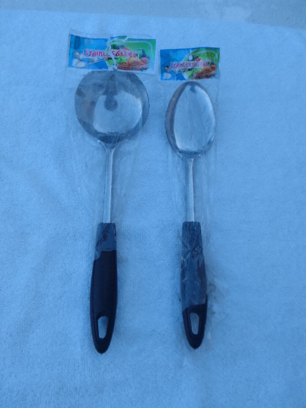 2pcs premium/stainless steel/soup ladle, with non-slip silicone handle, NWT